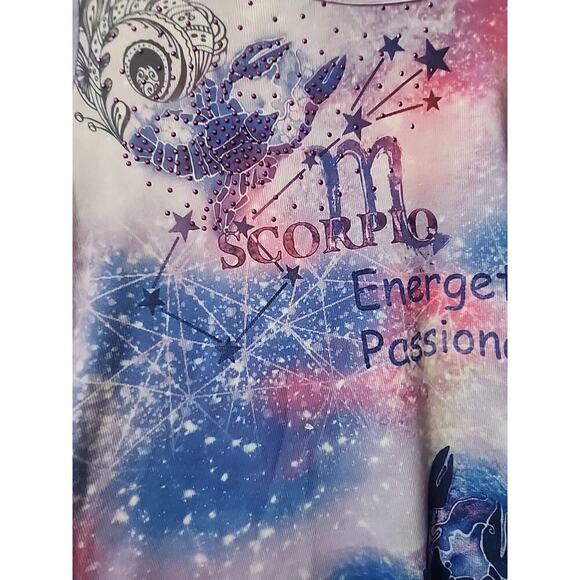 One World Shirt Womens Large Multicolor Scorpio Energetic Long Sleeve Nwt A126 - Picture 2 of 8